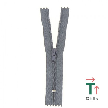 Fermeture à glissière non séparable polyester n°2 - Gris moyen Fermeture à glissière non séparable polyester n°2 - Gris moyen