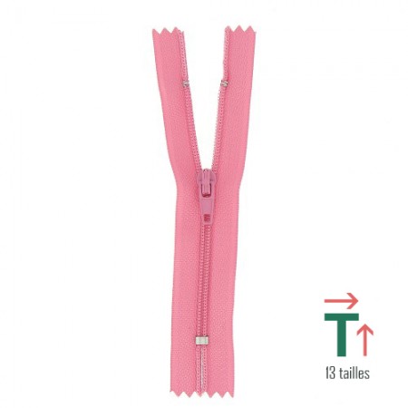 Fermeture à glissière non séparable polyester n°2 - Rose moyen Fermeture à glissière non séparable polyester n°2 - Rose moyen