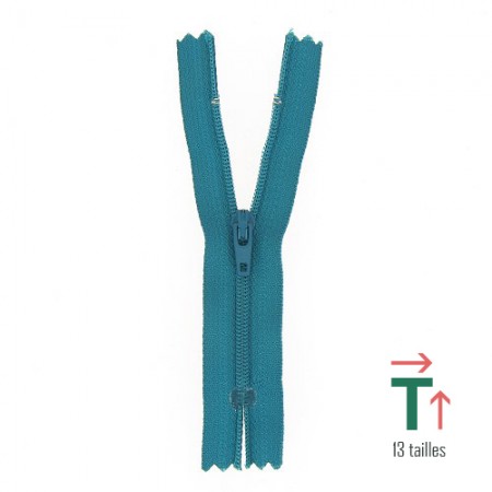 Fermeture à glissière non séparable polyester n°2 - Bleu canard Fermeture à glissière non séparable polyester n°2 - Bleu canard
