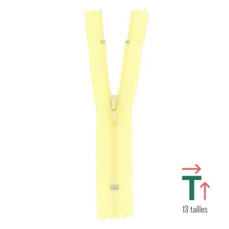 Fermeture à glissière non séparable polyester n°2 - Jaune pâle Fermeture à glissière non séparable polyester n°2 - Jaune pâle