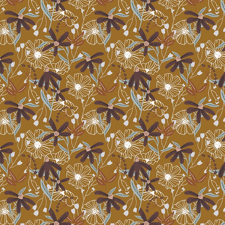 Cotton and Steel - Wallflower - Blooms mustard