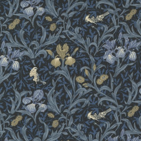 Tissu Barbara Brackman - Best of Morris 2021 -  Iris Floral Vine Dark Blue