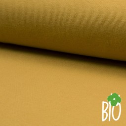 Tissu Bord-côte biologique - Lisse jaune moutarde