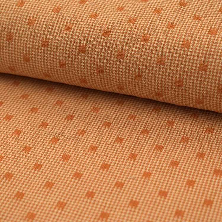 Tissu japonais coton épais - Carré de poule sienne