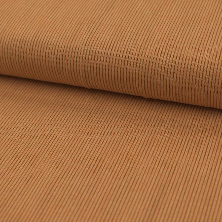 Tissu japonais coton épais - Rayures fines sienne