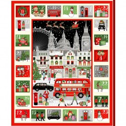 Tissu Noël - Calendrier de l'avent - London advent