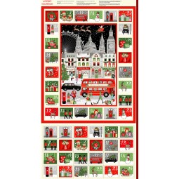 Tissu Noël - Calendrier de l'avent - London advent
