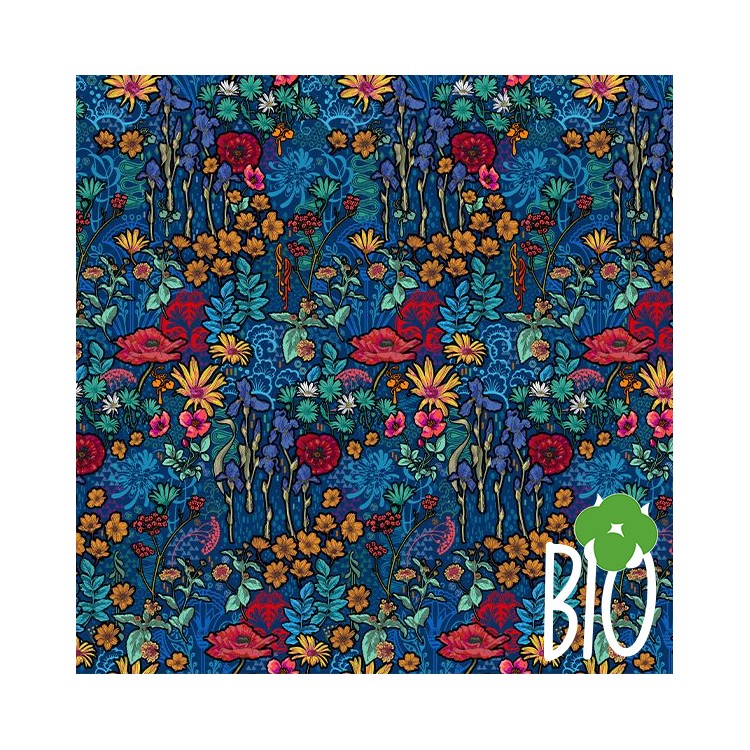 Tissu Odile Bailloeul - Botanique Bleu