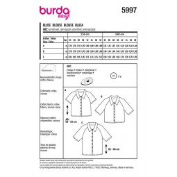 Patron Burda 5997 - Blouse boutonnée à manches raglan