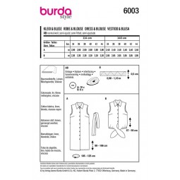 Patron Burda 6003 - Robe ou blouse chemisier sans manches