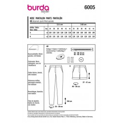 Patron Burda 6005 - Pantalon droit ou short