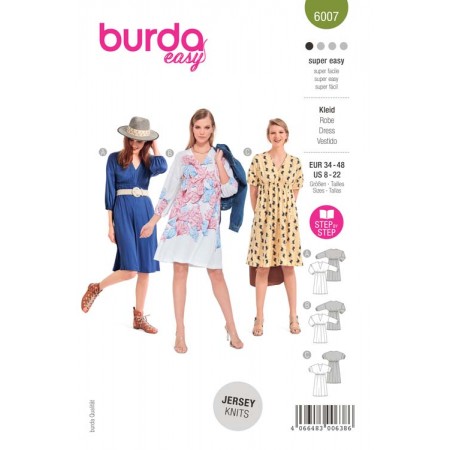 Patron Burda 6007 - Robe à élastique de taille