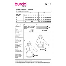 Patron Burda 6012 - Sweat-shirt ou robe à capuche
