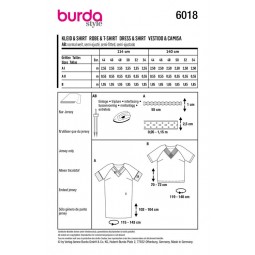 Patron Burda 6018 - Robe ou tee-shirt encolure en V