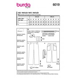 Patron Burda 6019 - Pantalon larges jambes droites