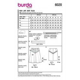 Patron Burda 6020 - Jupe avec empiècement en pointe
