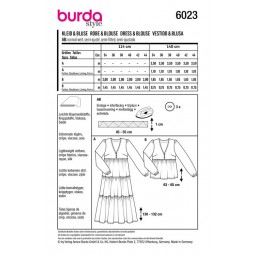 Patron Burda 6023 - Robe ou blouse à volants, col en V