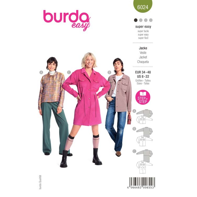 Patron Burda 6024 - Veste style veste canadienne