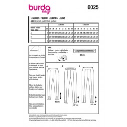 Patron Burda 6025 - Leggings