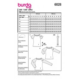 Patron Burda 6028 - T-shirt cintré, manches raglan