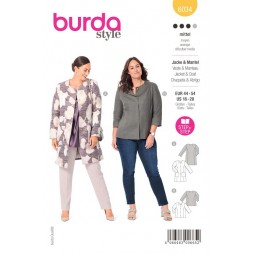 Patron Burda 6034 - Manteau ou veste sans col