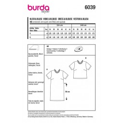 Patron Burda 6039 - Robe ou blouse col ruché