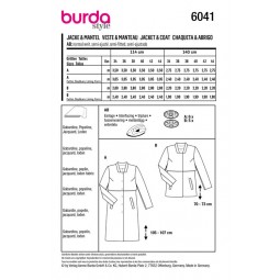Patron Burda 6041 - Manteau ou veste avec bavolet et col montant
