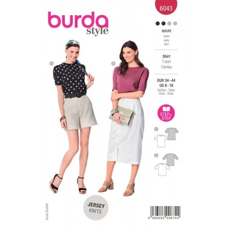 Patron Burda 6043 - T-shirt manches à plis