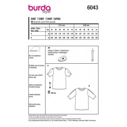 Patron Burda 6043 - T-shirt manches à plis