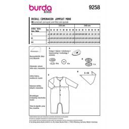 Patron Burda 9258 - Combinaison bébé
