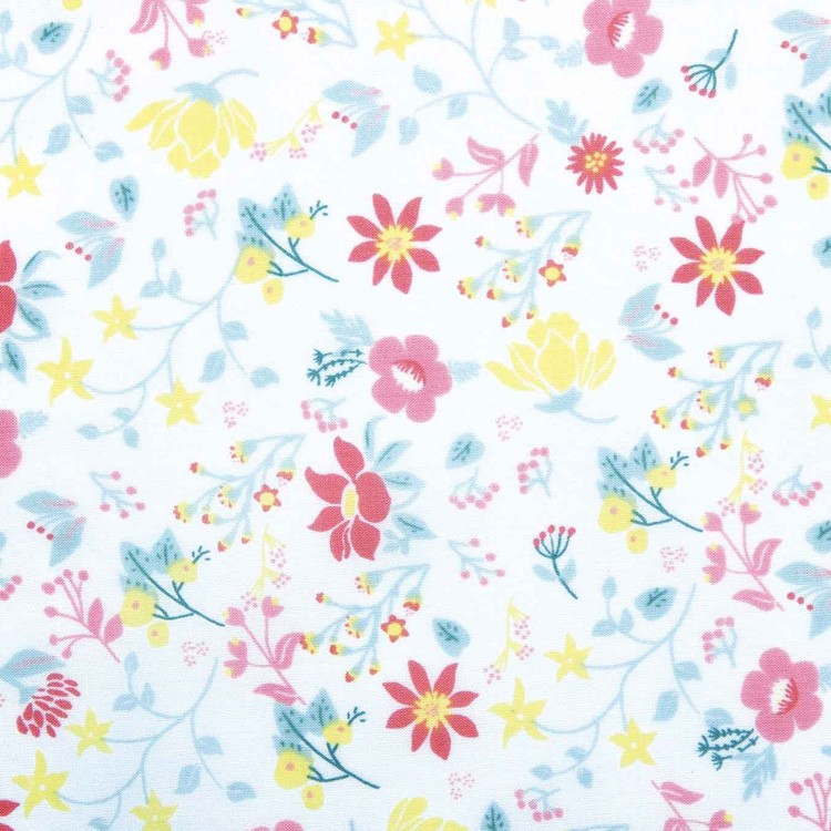 Tissu Katia fabrics - voile de coton - Pink & lime flowers