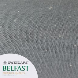 Toile à broder Zweigart Belfast 12,6 fils/cm - Gris foncé étoiles argentées
