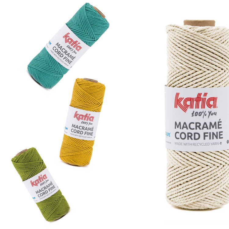 Macramé Cord Fine, Corde 100% recyclée pour macramé de Katia