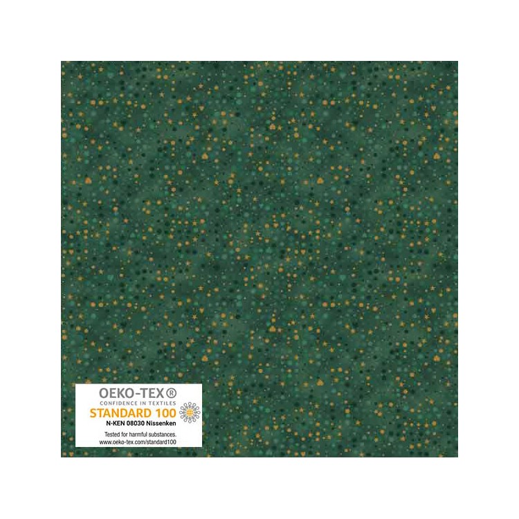 Tissu Noël - Star Sprinkle - Etoiles dorées de noël sur vert