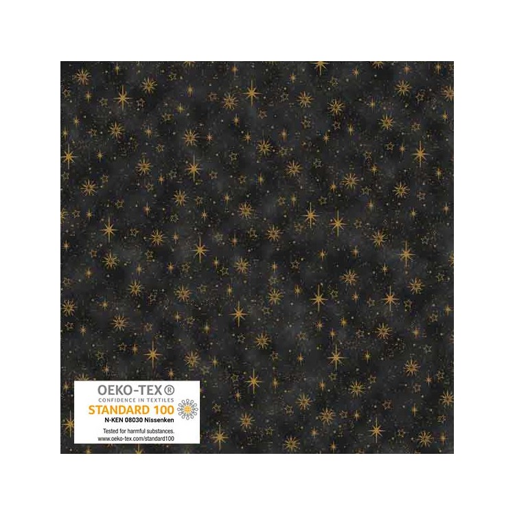 Tissu Noël - Star Sprinkle - Etoiles dorés de noël sur noir