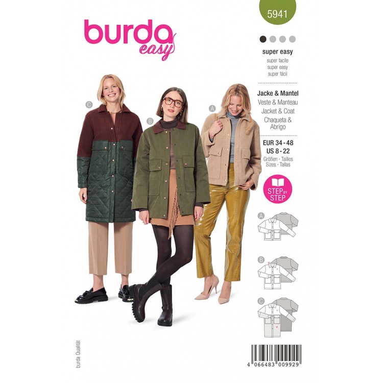Patron Burda 5941 - Veste et manteau look sport