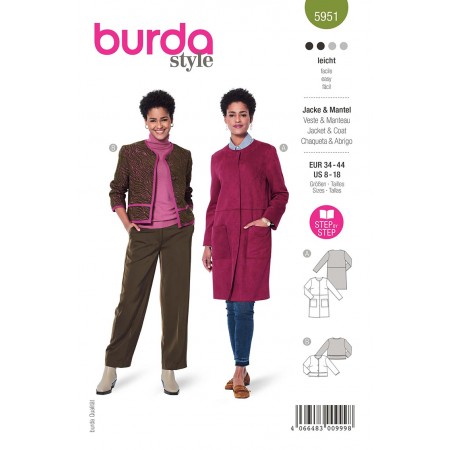 Patron Burda 5951 - Veste poches plaquées