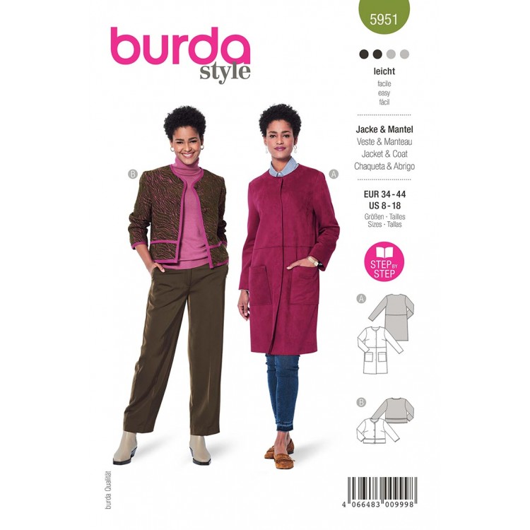 Patron Burda 5951 - Veste poches plaquées