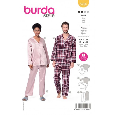 Patron Burda 5956 - Pyjama classique unisexe