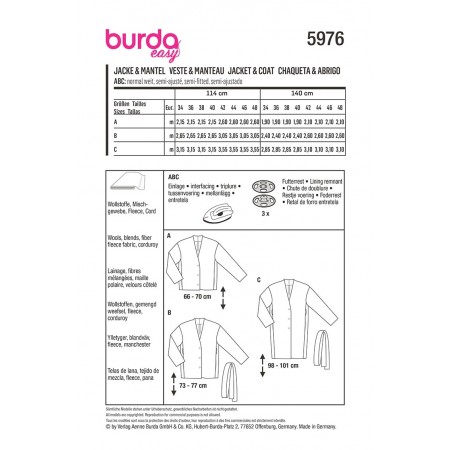 Patron Burda Créations Manteau Esprit Saharienne - Tailles 38 à 50, Pour Femme Adulte, Neuf