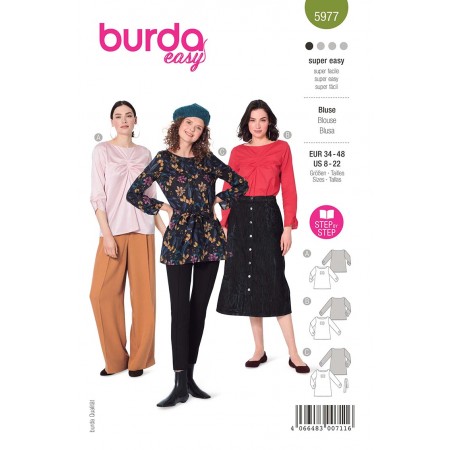 Patron Burda 5977 - Blouse / t-shirt à petits plis