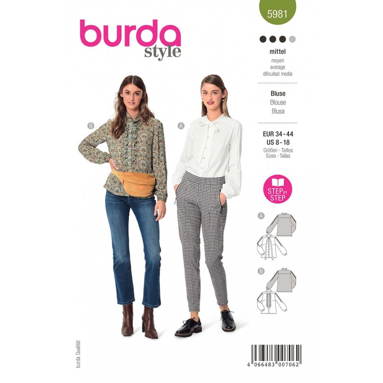 Patron Burda 5981 - Blouse à manches nervurées