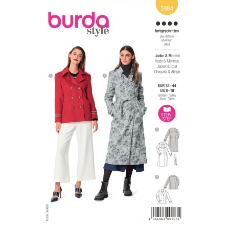 Patron Burda 5984 - Veste caban / trench coat