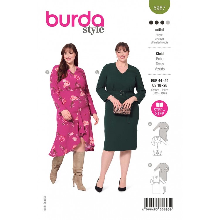 Patron Burda 5987 - Robe encolure V