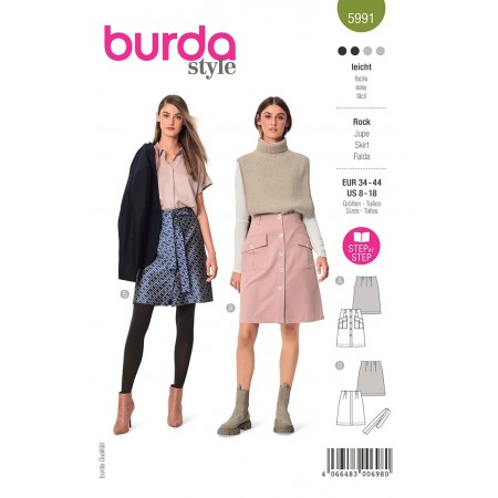 Patron Burda 5991 - Jupe évasée Patron Burda 5991 - Jupe évasée