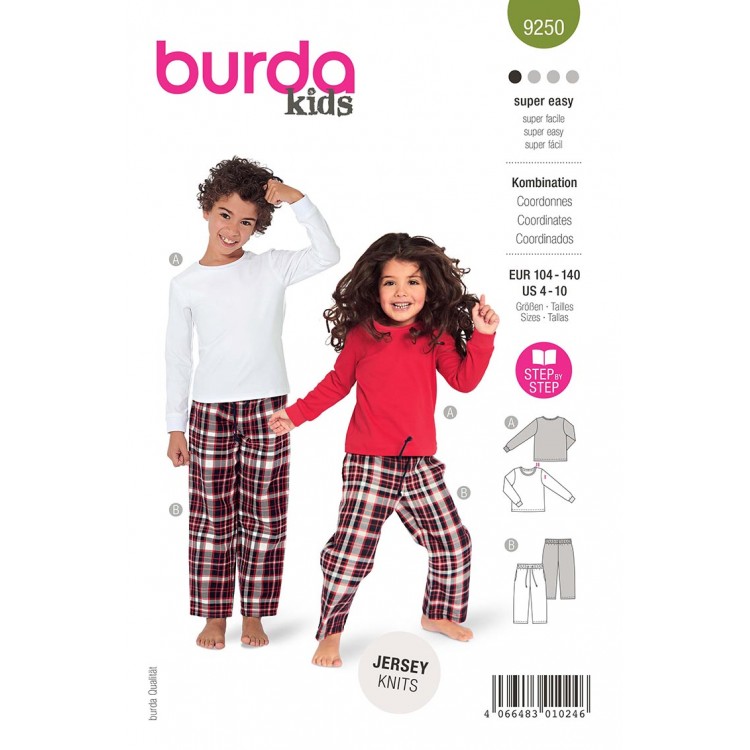 Patron Burda 9250 - Pyjama unisexe