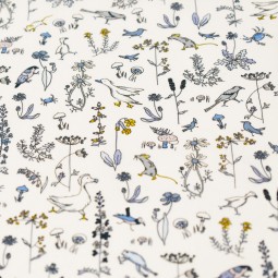 Tissu Liberty - Théo bleu et moutarde