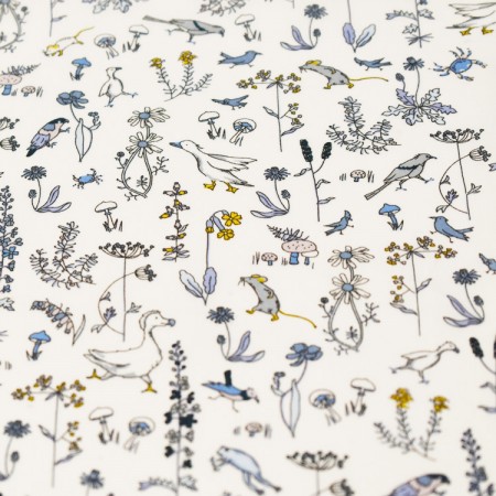 Tissu Liberty - Théo bleu et moutarde