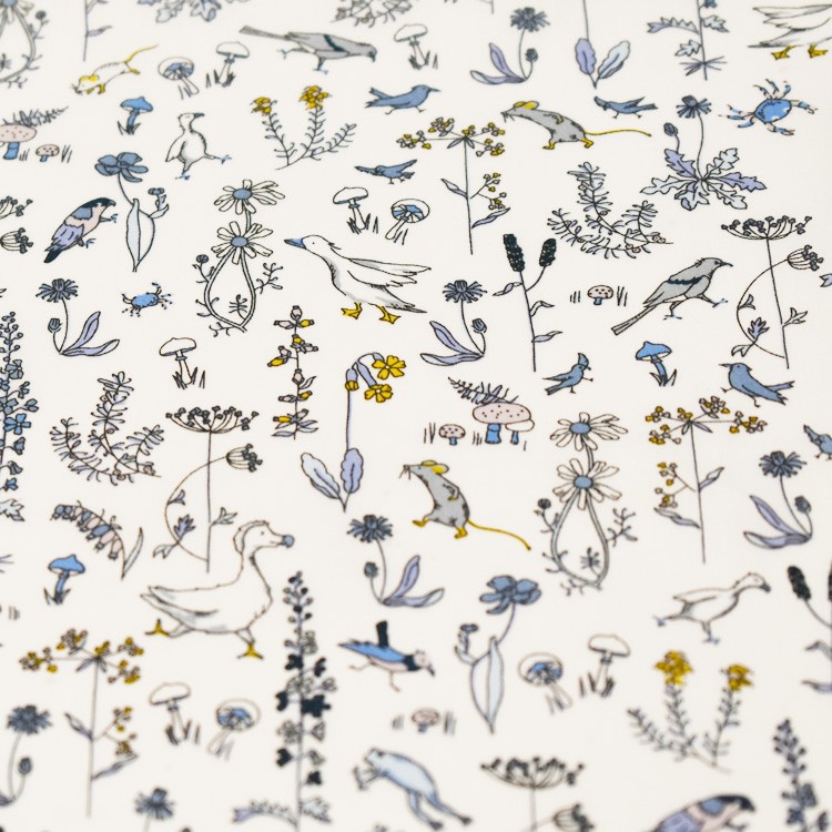 Tissu Liberty - Théo bleu et moutarde