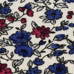 Tissu coton - Léonie Bleu et rouge
